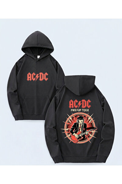 STİL-X SEZON NOU, SWEATSHIRT SUPRADimensionat cu imprimeu AC/DC, Țesătură moa...