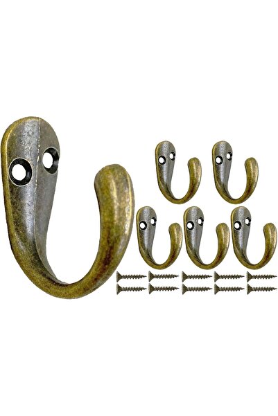 Morvena Picks Cârlige pentru haine, set de 6, cârlige din bronz, cârlige prac...