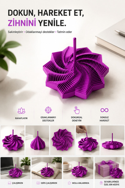 Impress Yıldız Kinetik Fidget Stres Oyuncağı, Pla Masa Üstü Rahatlatıcı Denge...