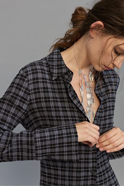 Pull & Bear Kare desenli pensli gömlek