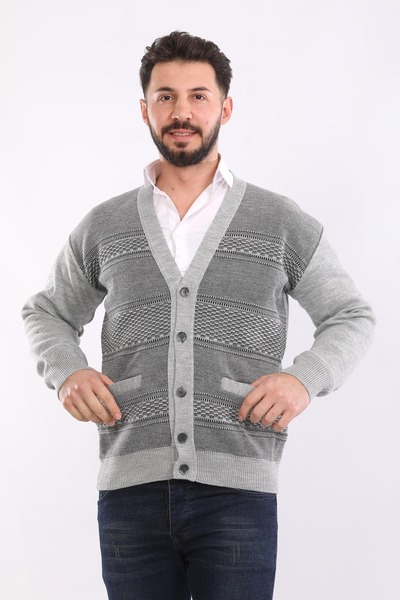 KZC TEKSTİL Tricotaj pentru bărbați, cardigan cu nasturi, cu buzunare duble, ...