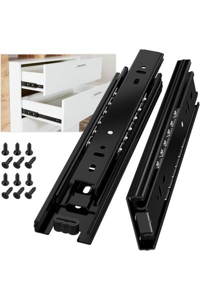 Morvena Picks 1 pereche, 200 mm, negru, complet extensibil, cu rulmenți cu bi...