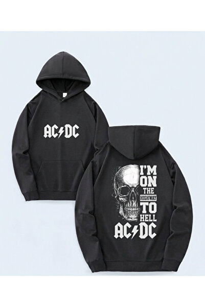 STİL-X SEZON NOU, SWEATSHIRT SUPRADimensionat cu imprimeu AC/DC, Țesătură moa...