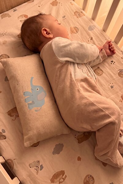 Minishopio Elephant Patterned Cotton Linen Baby Waist Support Pillow Breastfe...