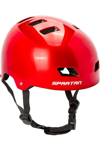 SPARTAN خوذة ميراج للأطفال (أحمر ساتان) للأعمار من 6 إلى 14 سنة؛ خوذة متعددة ...