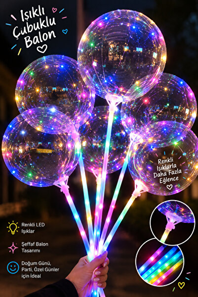 Genel Markalar Işıklı Balon - Transparent Led 3 Fonksiyonlu - Şeffaf Balon Çu...