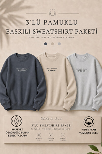 DAMGA JEANS 3 Pieces Men's Cotton Printed Regular Fit Sweatshirt