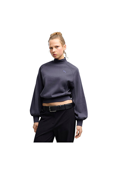 Puma Her Mock Neck Crew Women's Purple Casual Style Sweatshirt 69402935