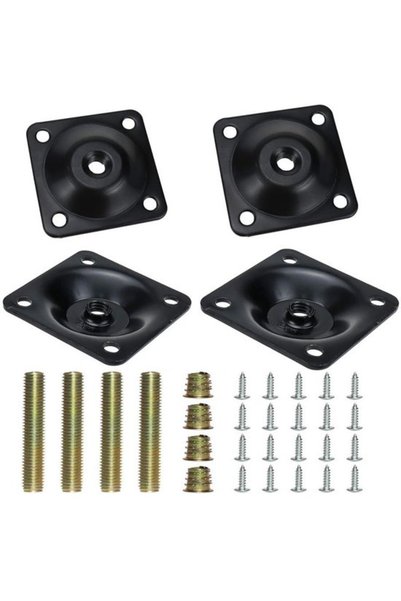 Morvena Picks Plăci de Montare pentru Picioare Mobilier - Set de 4 - Negru
