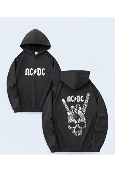 STİL-X SEZON NOU, SWEATSHIRT SUPRADimensionat cu imprimeu AC/DC, Țesătură moa...
