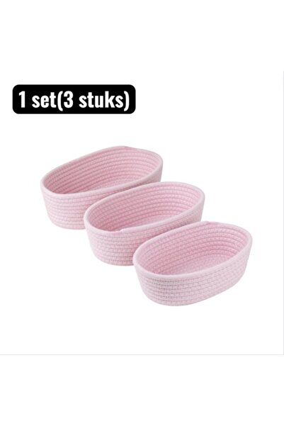 Morvena Picks Set de coșuri de depozitare ovale din frânghie de bumbac, 3 bucăți