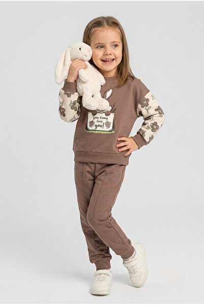 Beray Bebe Girl's Seasonal 2-Yarn Cotton Rabbit Figure Tracksuit Top and Bott...
