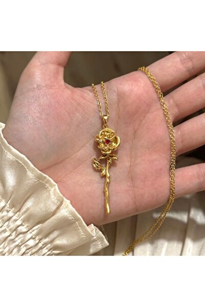 Heda Jewelry قلادة الورد - قلادة الورد المطلقة التألق بها - لون ذهبي