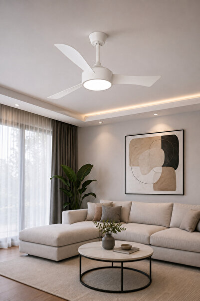ga gözde aydınlatma Beyaz LED Işıklı Tavan Vantilatörü | 52 İnç 80W Güç | 40W...