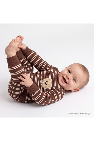 ebebek Hello Baby HelloBaby Erkek Bebek Sweatshirt Çizgili Çıtçıtlı Bisiklet ...
