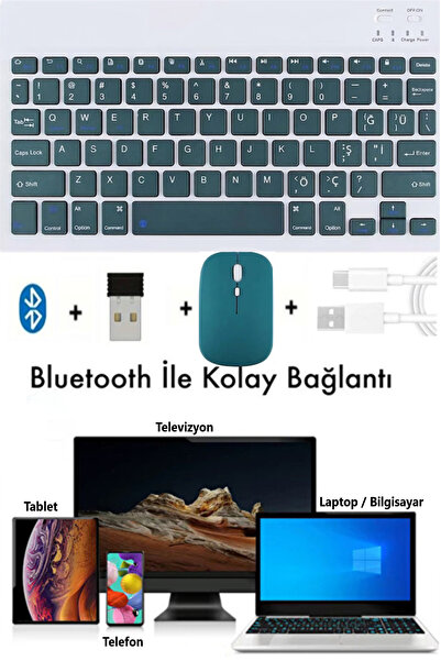 TEKNETSTORE Kablosuz Bluetooth Türkçe Q Klavye Mouse Seti Tablet / Telefon / ...