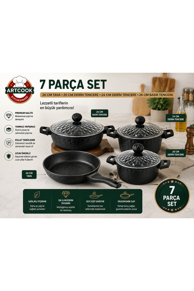 ARTCOOK 7 parça tencere tava seti