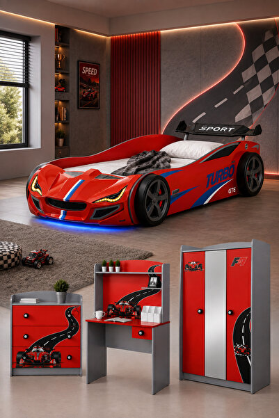 Setay Formula Genç Odası, 3 Kapılı Dolap, Turbo GTI Arabalı Yatak, Masa, Şifo...