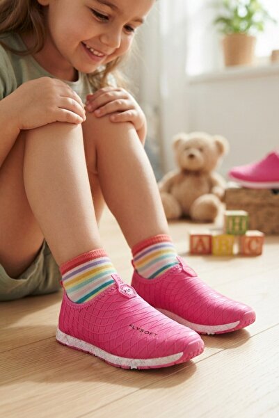 FLY SOFT C051.001 Fuchsia 3-6 Years Old Children's Comfortable Laceless Sport...