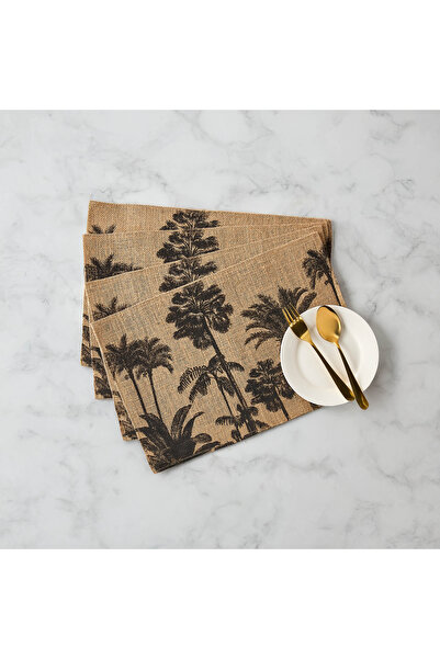 Lifestyle Palm Tree Print Jute Placemat - Set of 4