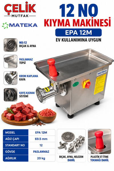 Mateka Kıyma Makinesi 12-22-32 No Sanayi Tipi Elektrikli Et Kıyma 220V 380V -...