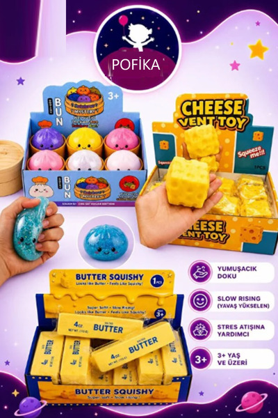 Pofika Squishy Dumling Gizemli renkli Sukuşi Çin Mantısı Büyük + Butter Terey...