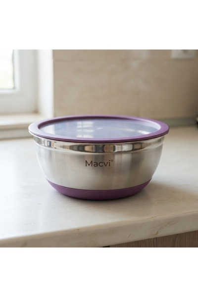 DeaL Bol din oțel inoxidabil cu capac și bază antiderapantă 28 cm — Practic ș...