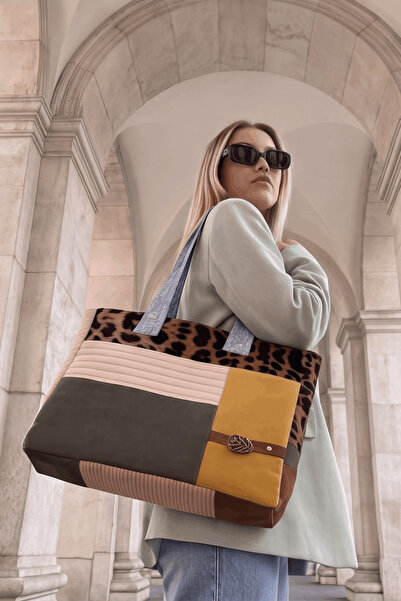poupee Patchwork Detailed Women's Bag, Multi-Colored Fabric Women's Bag, Shou...