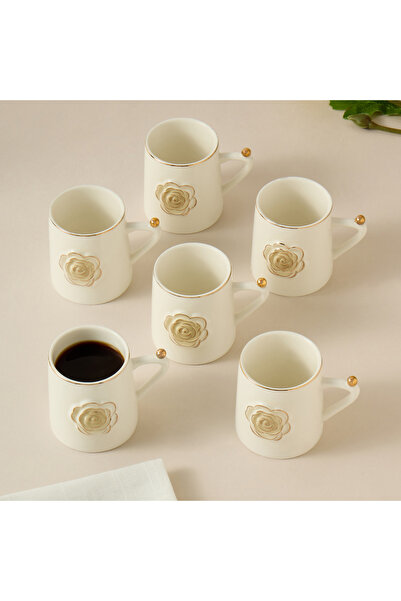 Lifestyle Rose Accent 6-Piece Porcelain Cup Set - 100 ml