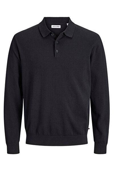 Jack & Jones Мъжки плетен пуловер с поло яка, стандартна кройка - Базов