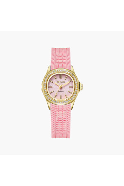 Omax Women's Analog Round 28 MM Butterfly Buckle Watch | SQ-ESS002G99I3