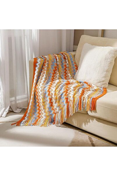 GENERAL Boho Knitted Blankets, Knitted Throw Blankets with Tassels, Super Sof...