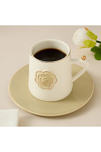 Lifestyle Rose Accent Porcelain Cup and Saucer Set - 220 ml
