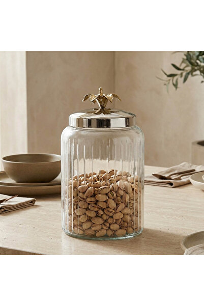 Lifestyle Floral Metal Glass Canister - 17x12 cm