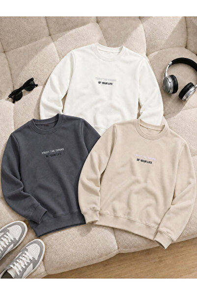 DAMGA JEANS 3 Pieces Men's Comfortable Fit Premium Printed Sweatshirt