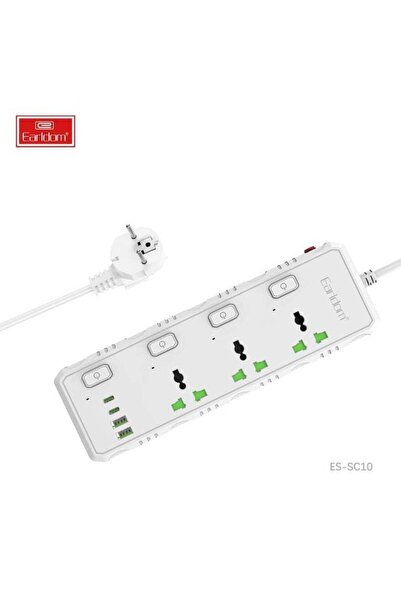 Earldom Extension Cord 3 Sockets 2USB And 2Type C PD 4.0