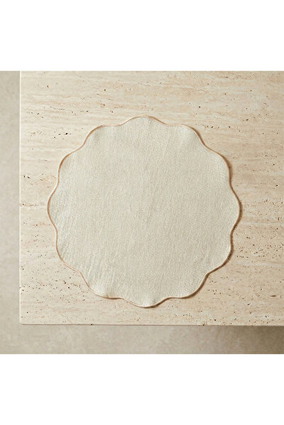 Lifestyle Scalloped Placemat with Embroidered Border - 38 cms
