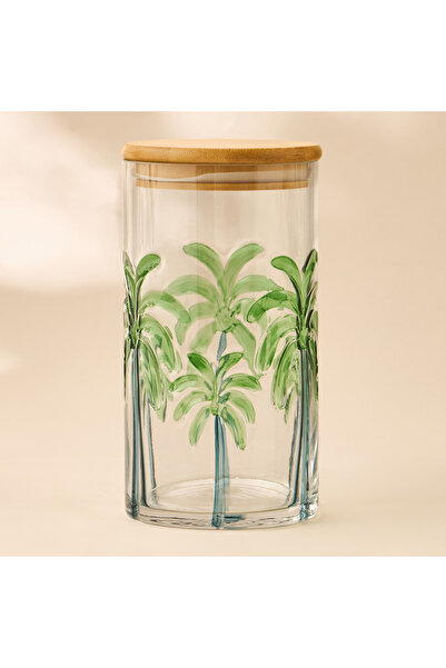 Lifestyle Palm Tree Debossed Glass Canister - 1 L