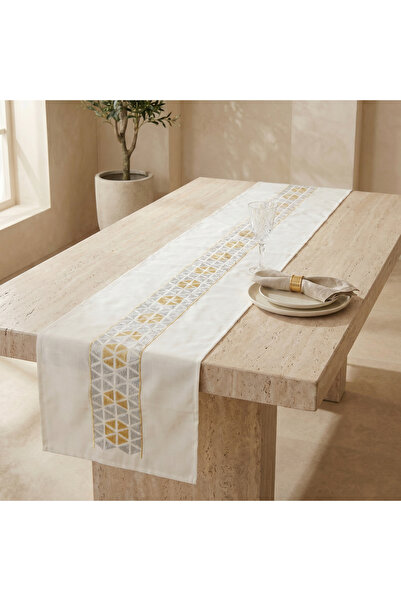 Lifestyle Geometric Embroidered Table Runner - 180 cm