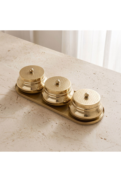 Lifestyle Geo 3-Piece Embossed Bowl Set with Tray