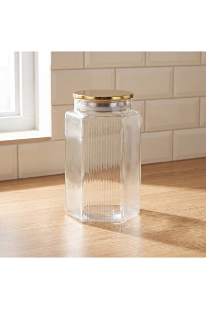 Lifestyle Zaya Ribbed Glass Jar - 950 ml