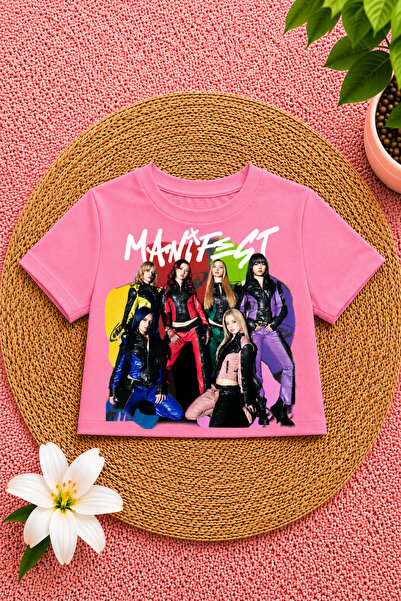 MECH BUTİK Manifest Printed Pink Crop T-Shirt Is a Slim Fit. Order One Size L...