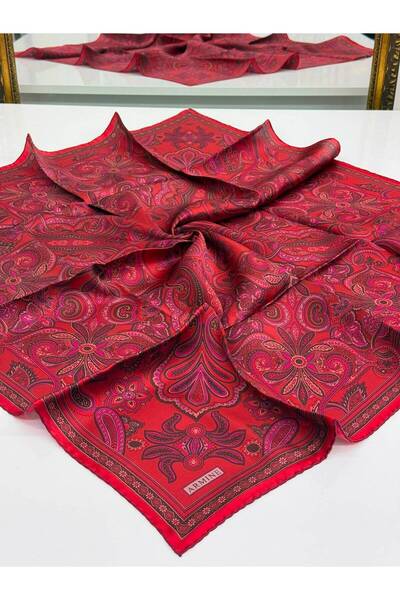 Armine Twill Silk Scarf Red