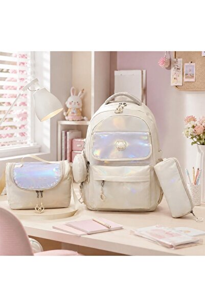 woomino Girl's 3-Piece School Bag Set – Glittery Backpack, Lunch Bag, and Pen...