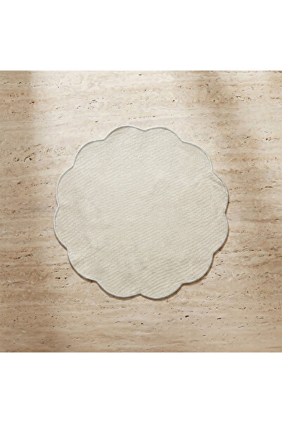 Lifestyle Scalloped Placemat with Embroidered Border - 38 cm