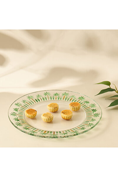 Lifestyle Palm Tree Print Glass Plate - 26 cms