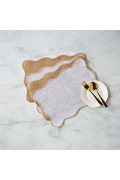 Lifestyle Wavy Edge 4-Piece Woven Jute Placemat Set - 45x30 cms