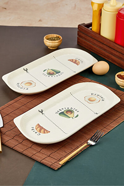 MGEStore 2-Piece Rectangular Balanced Nutrition Plate, Diet Plate, Healthy Fo...