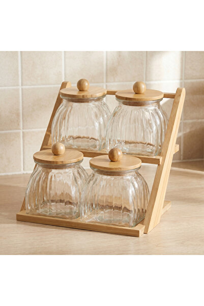 Lifestyle Zaya 4-Piece Glass Jar Set with Bamboo Stand