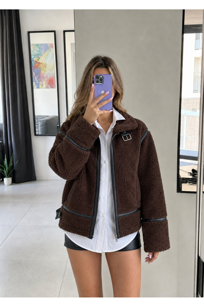 Ekim Store Lamb Plush Zipper Coat